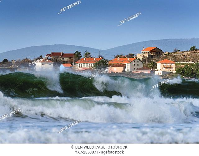 Houses close to the sea. Galicia, Spain