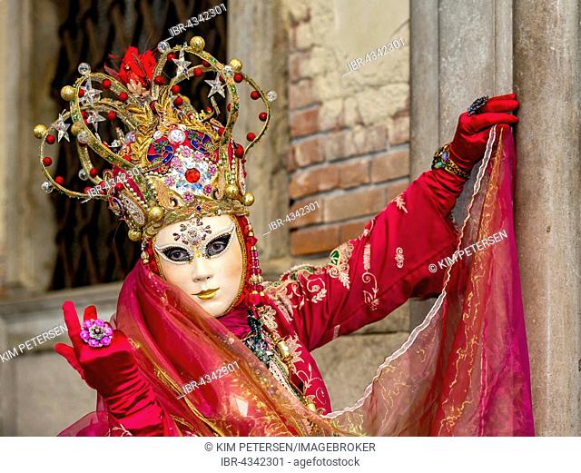 A woman dressed up for the carnival in Venice, Italy