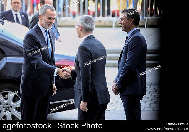 May 30, 2022, Madrid, Spain: (L-R) King Felipe VI, greets NATO Secretary General Jens Stoltenberg, in the presence of Prime Minister Pedro Sánchez