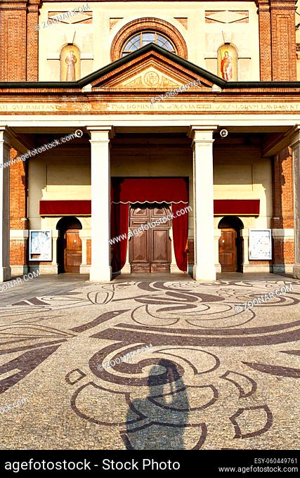 church in the  parabiago closed brick tower sidewalk italy lombardy   old