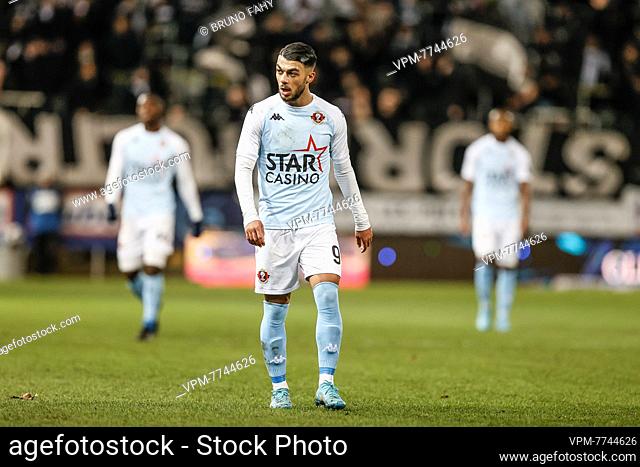Seraing's Georges Mikautadze looks dejected during a soccer match between Sporting Charleroi and RFC Seraing, Friday 04 February 2022 in Charleroi