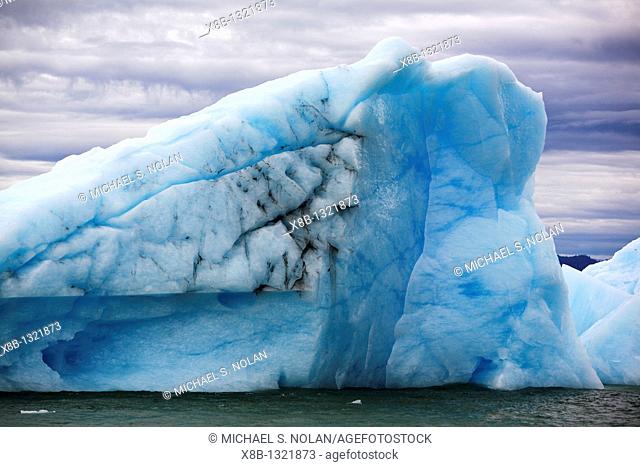 Le Conte Glacier calved iceberg resting on the terminal morraine just outside Petersburg, southeast Alaska, USA  Le Conte Glacier is the southernmost tidewater...