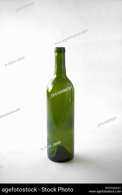 750 ml Green Bordeaux Wine Bottle on a White Background, Empty