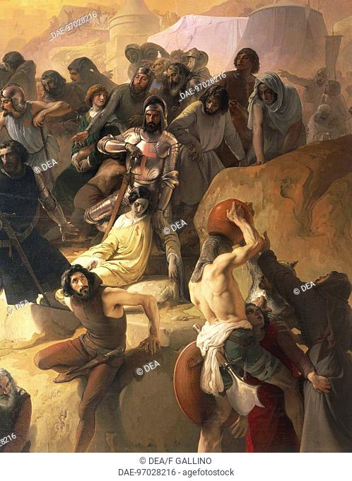The thirst suffered by the first crusaders in Jerusalem, 1836-1850, by Francesco Hayez (1791-1882), oil on canvas, 363-589 cm. Detail