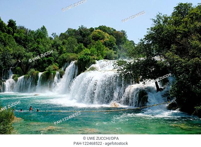 General view on the waterfalls in the Krka National Park. The 109 square kilometer Krka river basin and its course were declared a national park in 1985