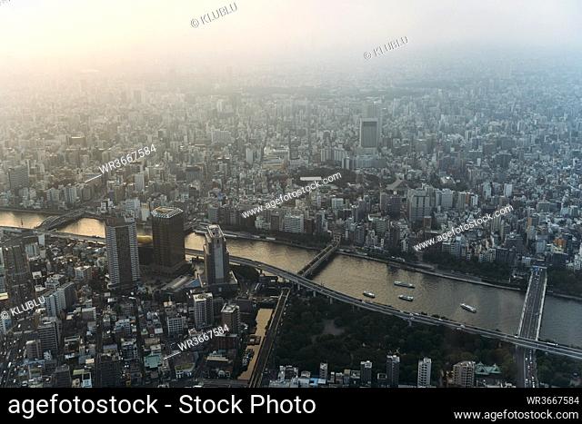 Japan, Tokyo, View from Tokyo Skytree at sunset
