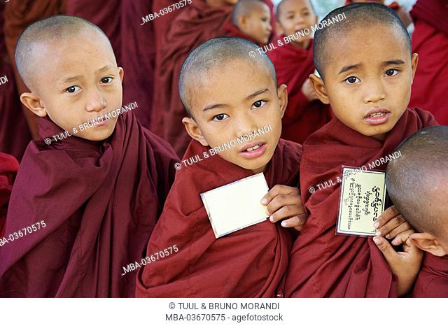 Monks in the Full Moon festival, Bagan, Myanmar, Asia