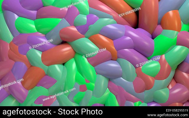 abstract color pastel pipes random set 3d render