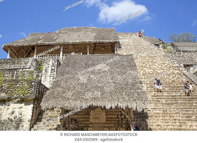 Structure 1 with Covered Stucco Facade, The Acroplolis, Ek Balam, Yucatec-Mayan Archaeological Site, Yucatan, Mexico