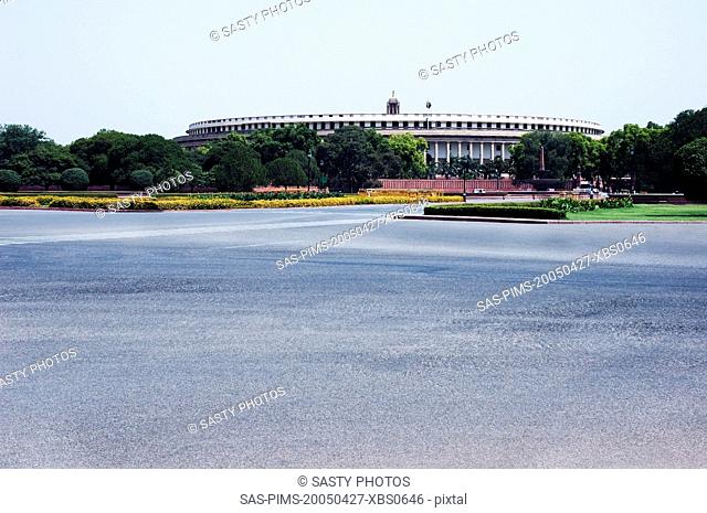 Government building at the roadside, Sansad Bhavan, New Delhi, India
