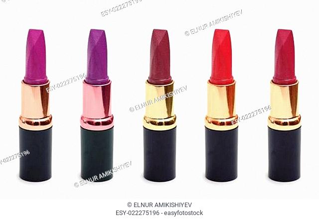 Various lipsticks isolated on the white background
