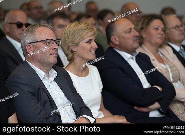 Walloon Minister Philippe Henry, Walloon Minister Celine Tellier and Walloon Vice-Minister President Willy Borsus pictured during the Libramont Agricultural...