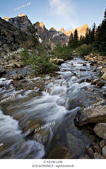 Moraine Creek and Wenkchemna peaks, Banff National Park, Alberta, Canada