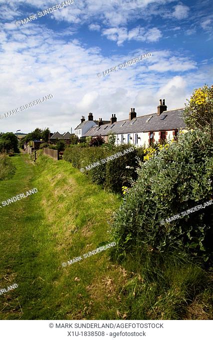Clifftop Path and Cottages at Catterline Aberdeenshire Scotland