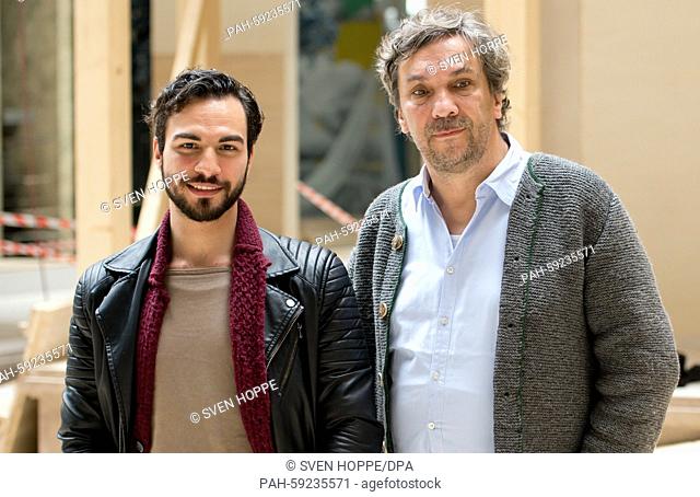 The director of the 2020 Oberammergau Passion Play, Christian Stueckl (R), and the second director, Abdullah Kenan Karaca, pose in Oberammergau,  Germany