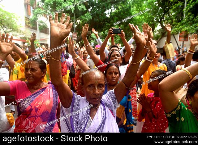 July 01, 2022, Kolkata, India: Hindu devotees of the International Society for Krishna Consciousness (ISKCON) gathered to celebrate Rath Yatra