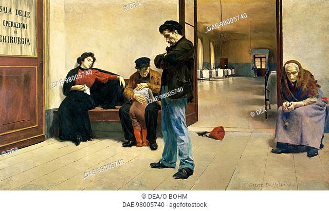 Angst, 1897, by Oreste da Molin (1856-1921), oil on canvas, 166x285 cm.  Venice, Galleria Internazionale D'Arte Moderna Di Ca' Pesaro (Art Museum)