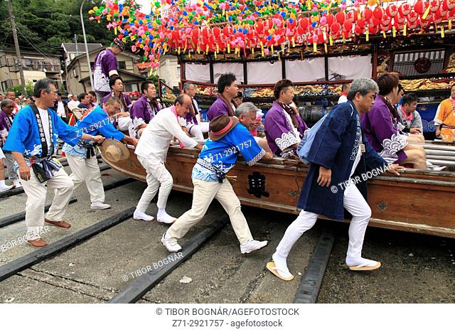Japan, Manazuru, Kibune Matsuri, festival, launching a boat, people,
