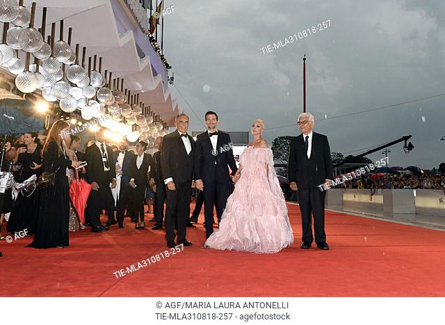 Alberto Barbera, Bradley Cooper, Lady Gaga, Paolo Baratta attend A Star Is Born premiere.  Red Carpet 75th Venice International Film Festival, Italy 31-08-2018