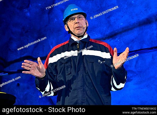 President and CEO of Swedish mining company LKAB Jan Mostrom speaks during a news conference at LKAB in Kiruna, Sweden, on Jan. 12, 2023