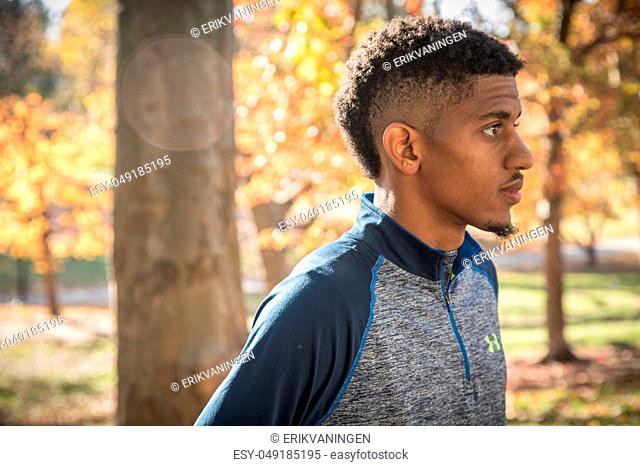 A portrait of a young man on an Autumn day in Central Park. Shot during the Autumn of 2016 in New York City