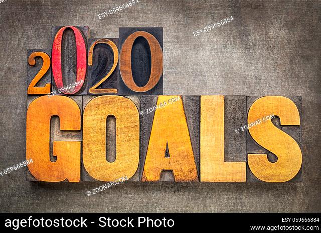 2020 goals - New Year resolutions concept - word abstract in vintage letterpress wood type blocks against grunge metal background