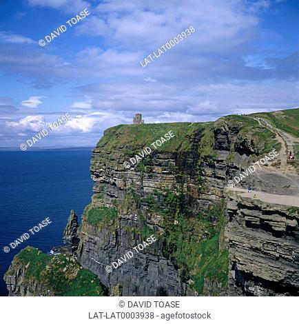 The Cliffs of Moher, near Liscannor are over 5 miles long and drop vertically into the sea