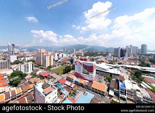 Georgetown, Penang, Malaysia - Jun 03 2017: Tune Hotel view from high angle in blue sunny day