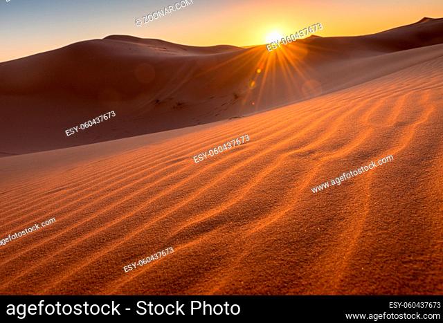 Sandy Sahara dunes, Erg Chebbi, Merzouga, Morocco