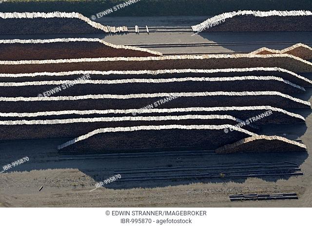Wood storage in Launsdorf, aerial photograph, Carinthia, Austria, Europe
