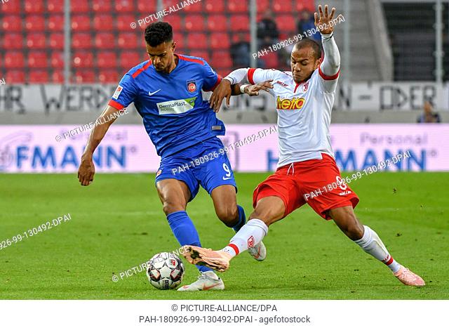 26 September 2018, Bavaria, Regensburg: Soccer: 2nd Bundesliga, Jahn Regensburg - 1st FC Heidenheim, 7th matchday in the Continental Arena