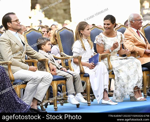 Prince Daniel, Prince Oscar, Princess Estelle, Crown Princess Victoria, King Carl Gustaf  at the celebration of Crown Princess Victoria's 45th birthday at...