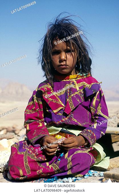 Bedouin ethnic group, tribe. Young girl in traditional dress