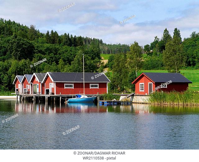 boathouses at swedish village Hölick