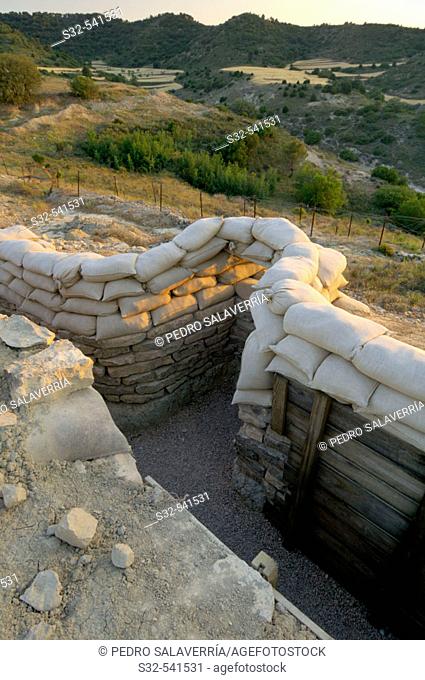 'Orwell' Trench reconstructed of the Spanish Civil War. Sierra de Alcubierre, Alcubierre, Huesca, Aragon, Spain