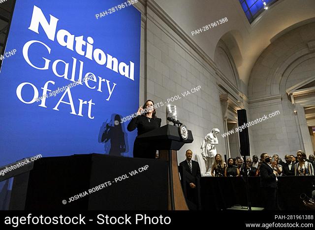 United States Vice President Kamala Harris speaks at the opening gala of the Afro-Atlantic Histories exhibit at the National Gallery of Art in Washington, D