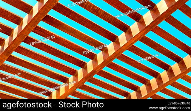 in oman the wooden abstract roof near sky background