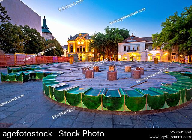 Town of Subotica square evening view, Vojvodina region of Serbia