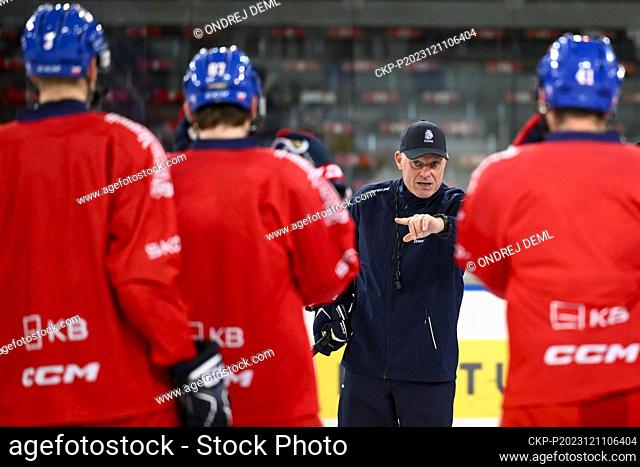 Head coach Radim Rulik attends the training session of Czech national ice hockey team prior to the Swiss Ice Hockey Games, part of the Euro Hockey Tour