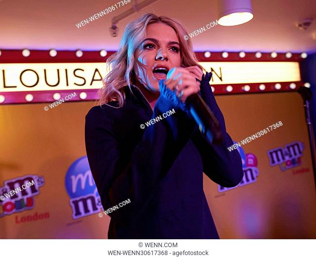 Former X Factor winner Louisa Johnson performs live at M&M World followed by the unveiling of 150ft giant chocolate wall of M&M's