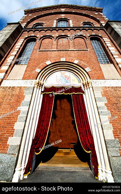 church in the  legnano closed brick tower sidewalk italy lombardy   old