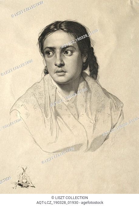 Head of a Girl, 1870. Hans Meyer (German, 1846-1919). Engraving