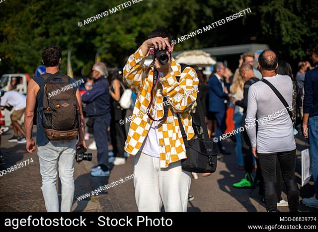 Guest at Tod's fashion show on the third day of Milan Fashion Week Women's Spring Summer 2022. Milan (Italy), September 24th, 2021