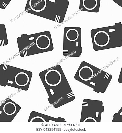 Camera icon seamless pattern background. Business flat vector illustration. Photography sign symbol pattern