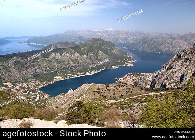 Bay of Kotor, Montenegro, on a summer day, view from above