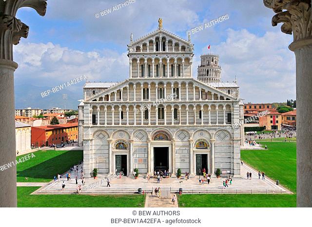 Front of the Duomo in the Piazza Dei Miracoli. Europe, Italy, Pisa