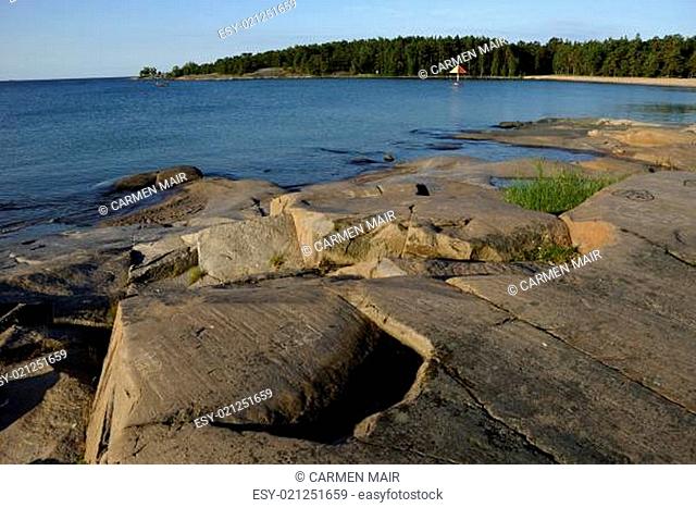 Felsen an der Küste bei Plagen in Hanko