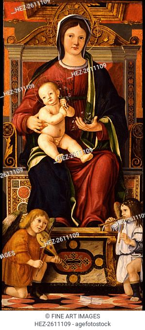 The Virgin and Child Enthroned with Two Musician Angels, 1508-1510. Artist: Caselli, Cristoforo (ca 1460-1521)
