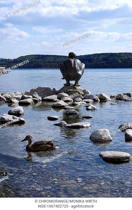 El Nino sculpture on Lake Constance, Radolfzell, Baden-Wuerttemberg, Germany, Europe