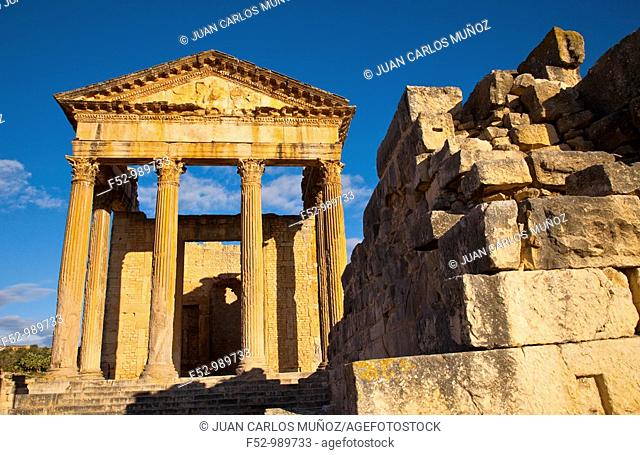 Capitol. Roman City of Dougga. Tunisia. Africa